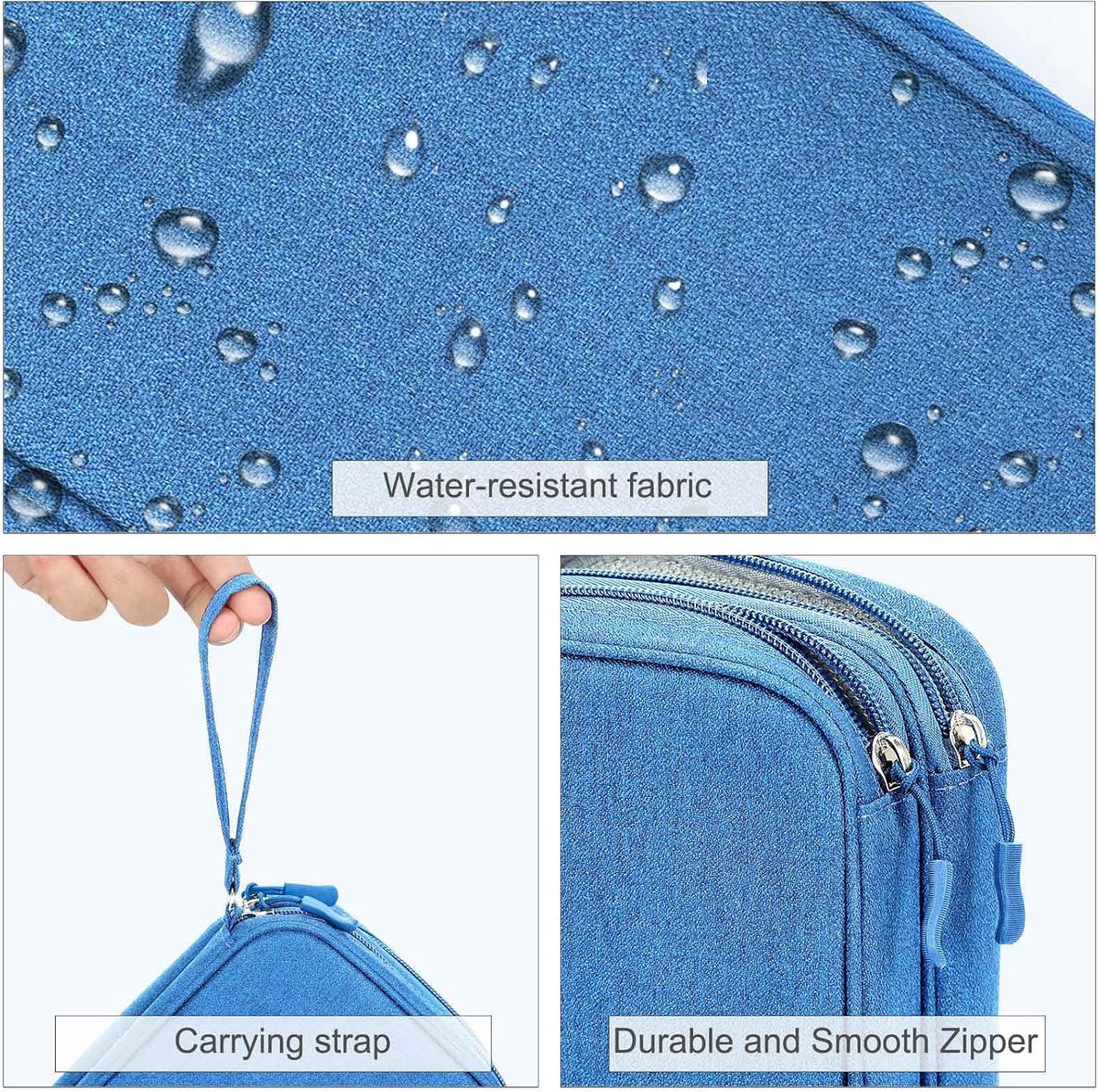 FYY Electronic Organizer, Travel Tech Pouch Bag, Large, Cyan