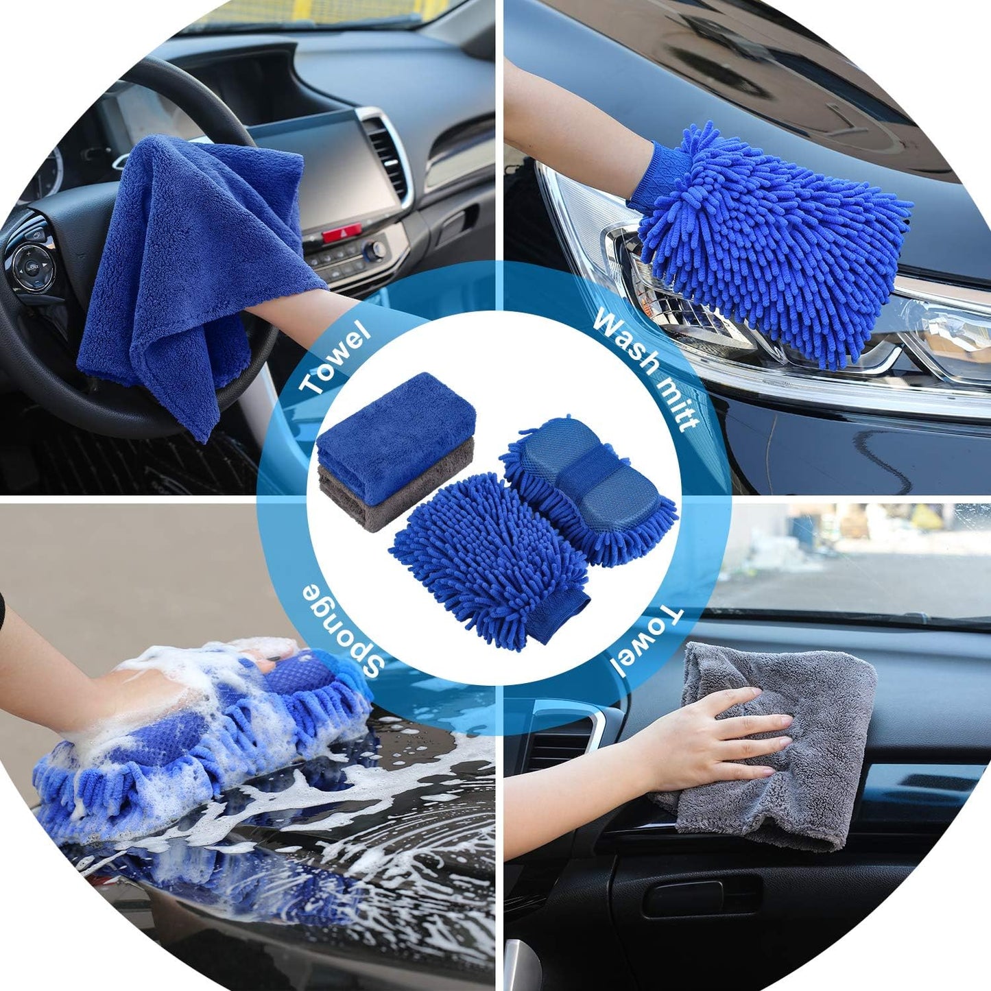 22Pcs Car Wash Cleaning Tools Kit Car Detailing Set with Black Canvas Bag Collapsible Bucket Wash Mitt Sponge Towels Tire Brush Window Scraper Duster Complete Interior Car Care Kit