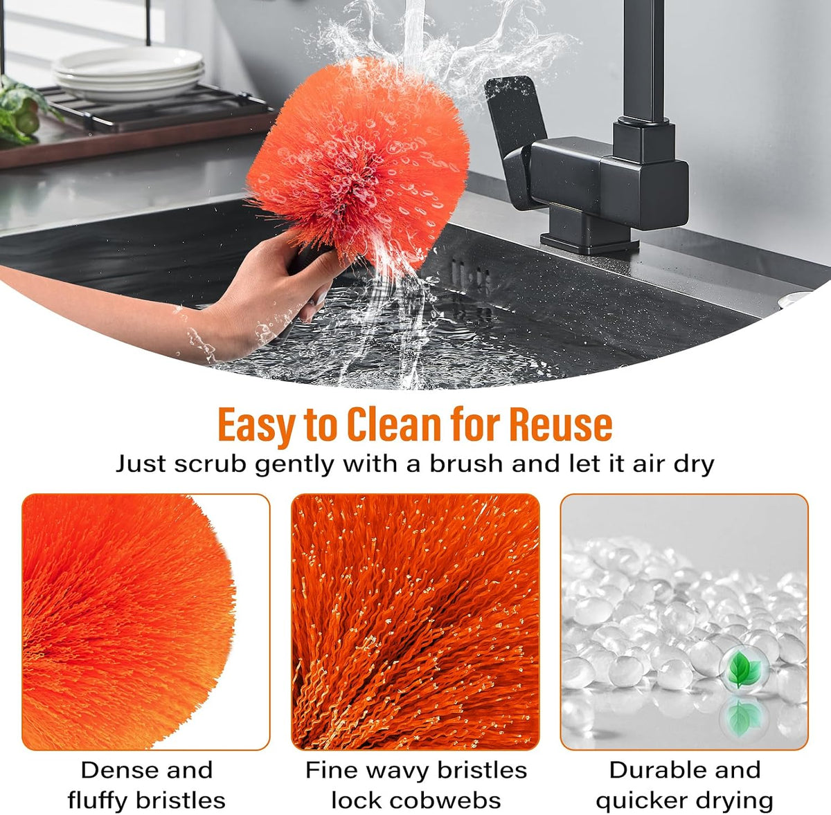 30FT Reach Cobweb Duster with Extension Pole,Spider Web Brush for Cleaning