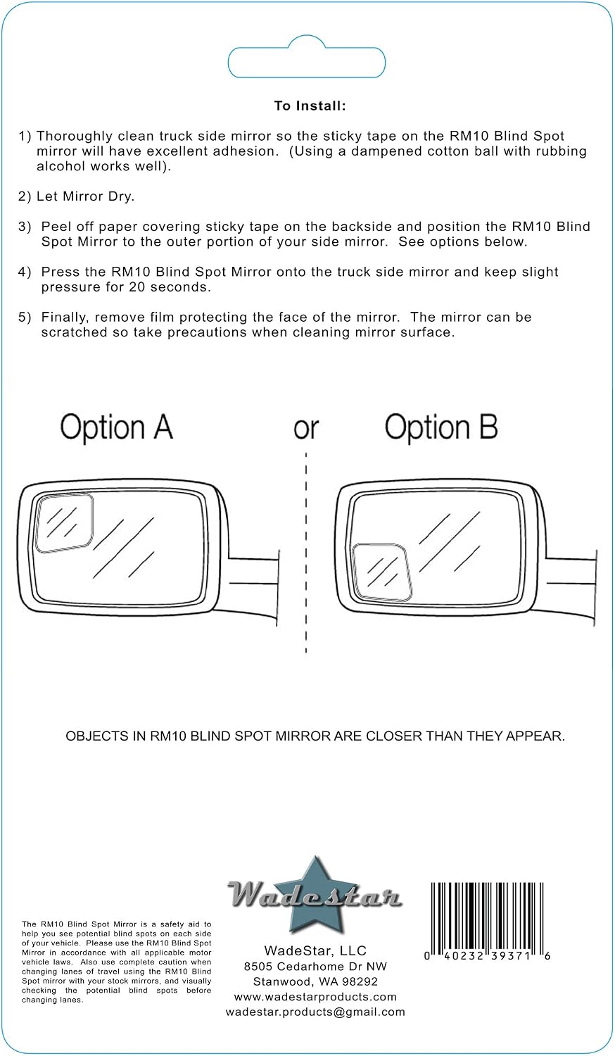 RM10 Blind Spot Mirrors for 2009-2018 Ram Trucks with Non-Towing Mirrors