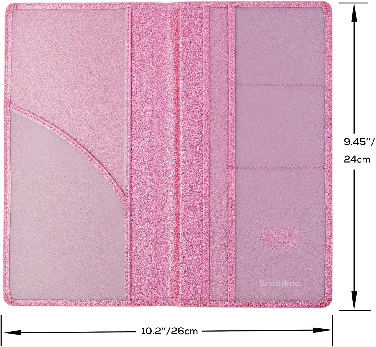 Leather Car Registration and Insurance Holder Magnetic Shut, Glitter Pink