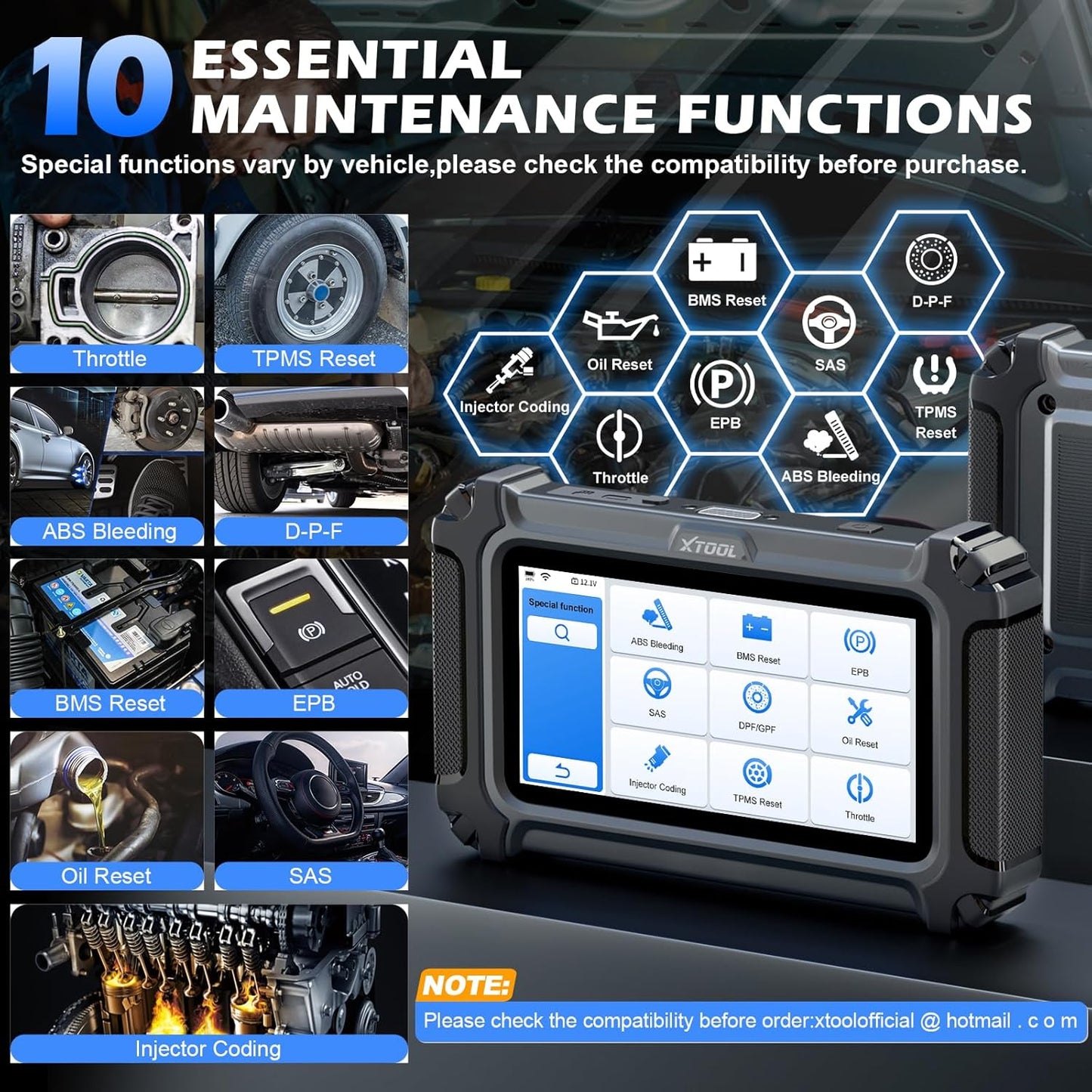 XTOOL D5 OBD2 Scanner Car Code Reader, Engine ABS SRS Transmission Diagnostic Scan Tool with 10 Resets, EPB Service, ABS Bleed, Throttle Relearn, Clear Check Engine Light, Free Update