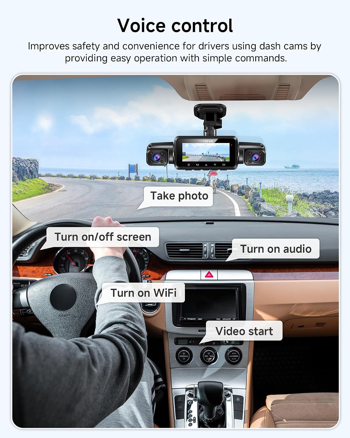 Neideso 4K Dash Cam Front and Rear, STARVIS 2 Sensor Dash Camera for Cars