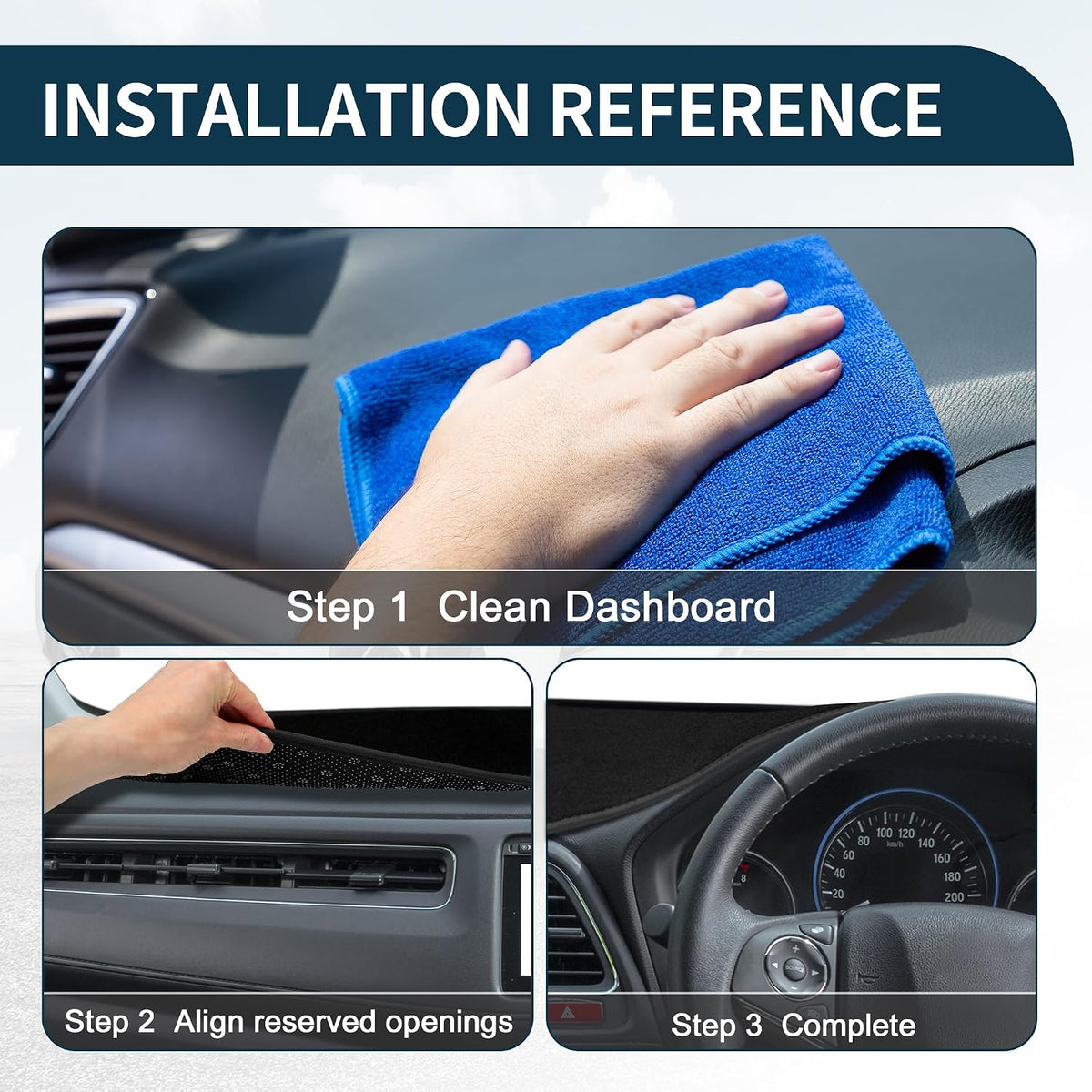 Dash Cover for Honda Fit Non-Slip | Center Console Dash Board Mat Black 1 Pcs