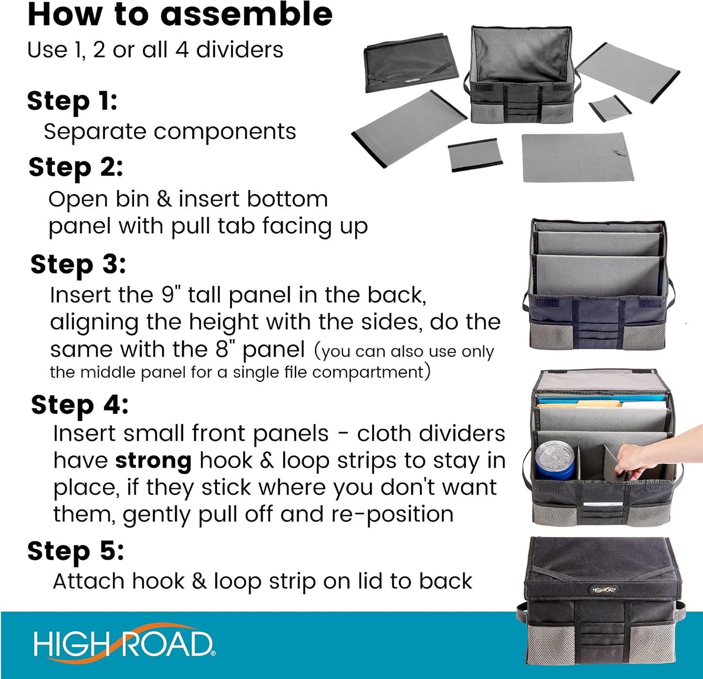 High Road Carganizer Front Seat Car Office Organizer and Mobile Office Work Truck Organizer with Filing Dividers and Desk Top Cover | Front Seat