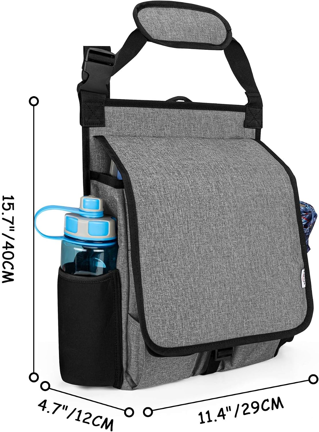 LUXJA Car Front Seat Organizer with Cover & Laptop Sleeve, Gray
