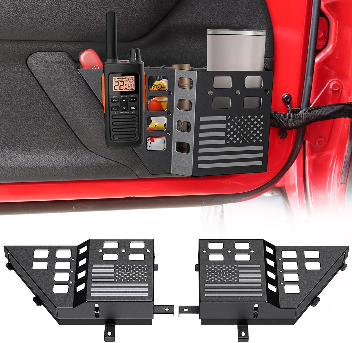 DIAMOOKY Metal Front Door Pocket Storage Box for Jeep Wrangler JK JKU