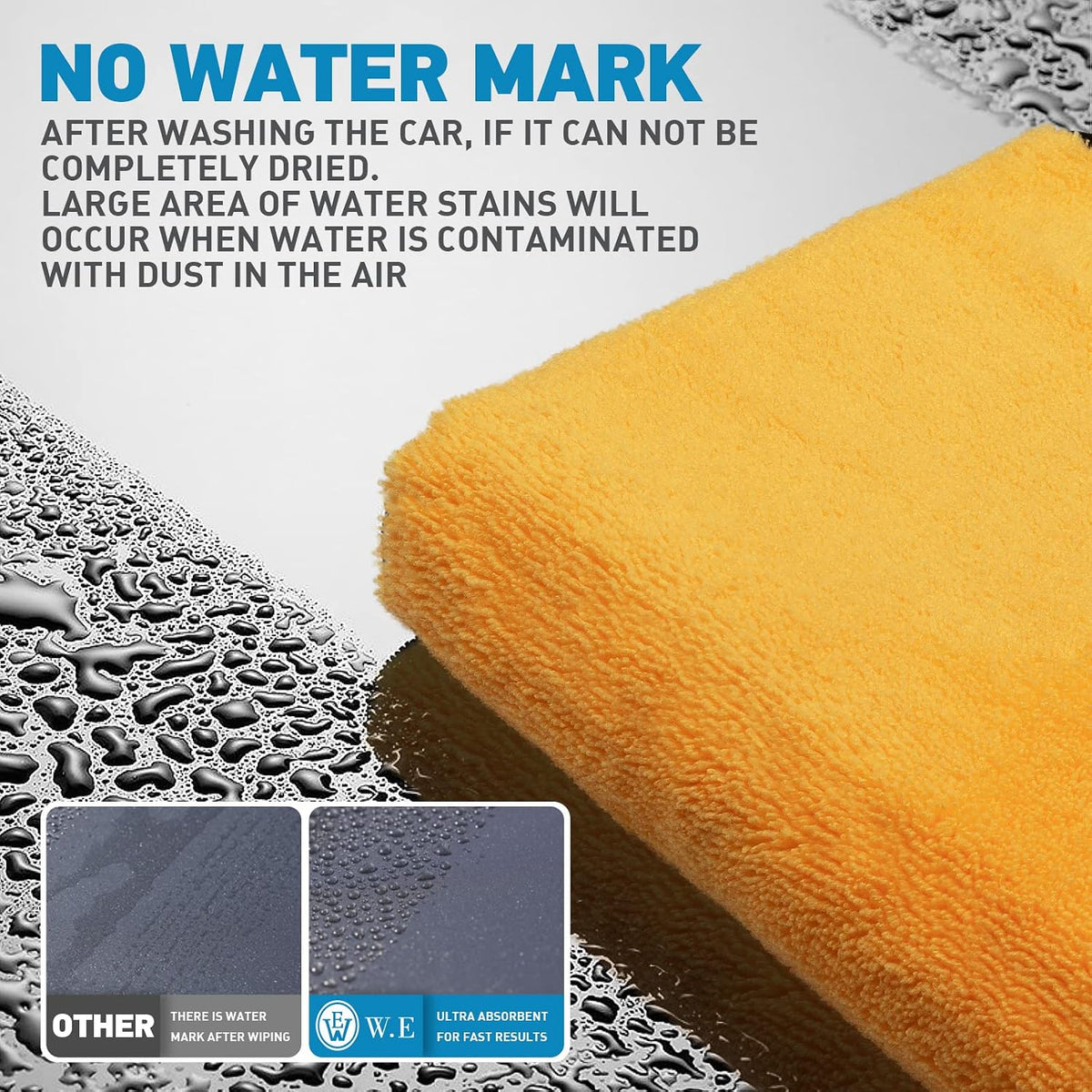 Microfiber Towels for Cars - 6 Pack (23.6" x 15.7") 450-GSM, High & Short Pile Micro Fiber Cleaning Cloth for Car Washing Drying & Auto Detailing, Strong Water Absorption Lint Free & Non-Streak