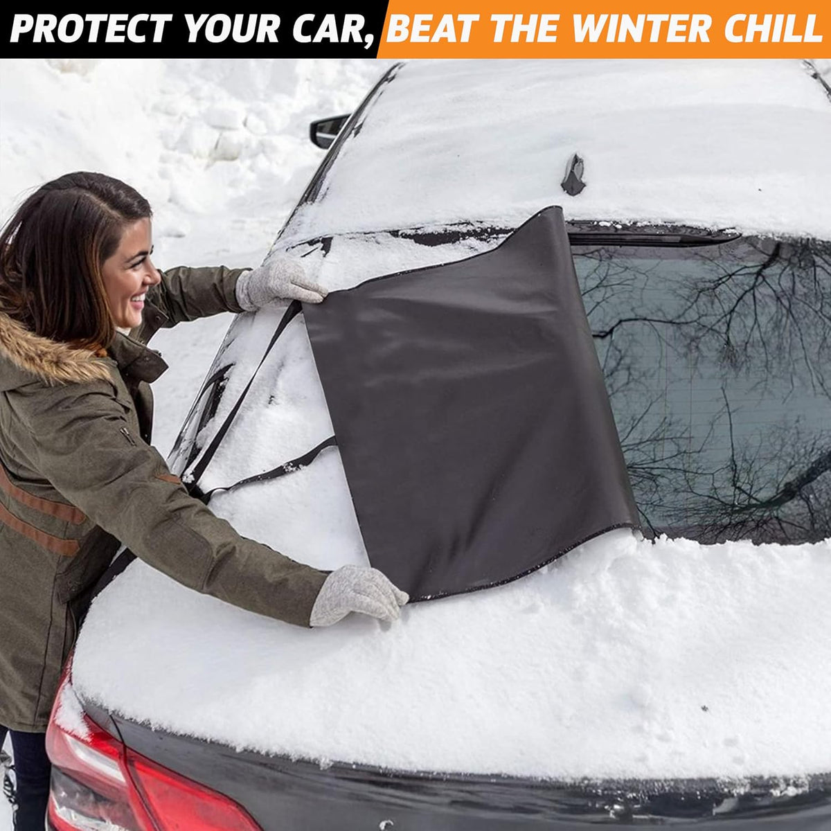 EcoNour Rear Windshield Cover for Ice and Snow | Car Back Window Snow Cover