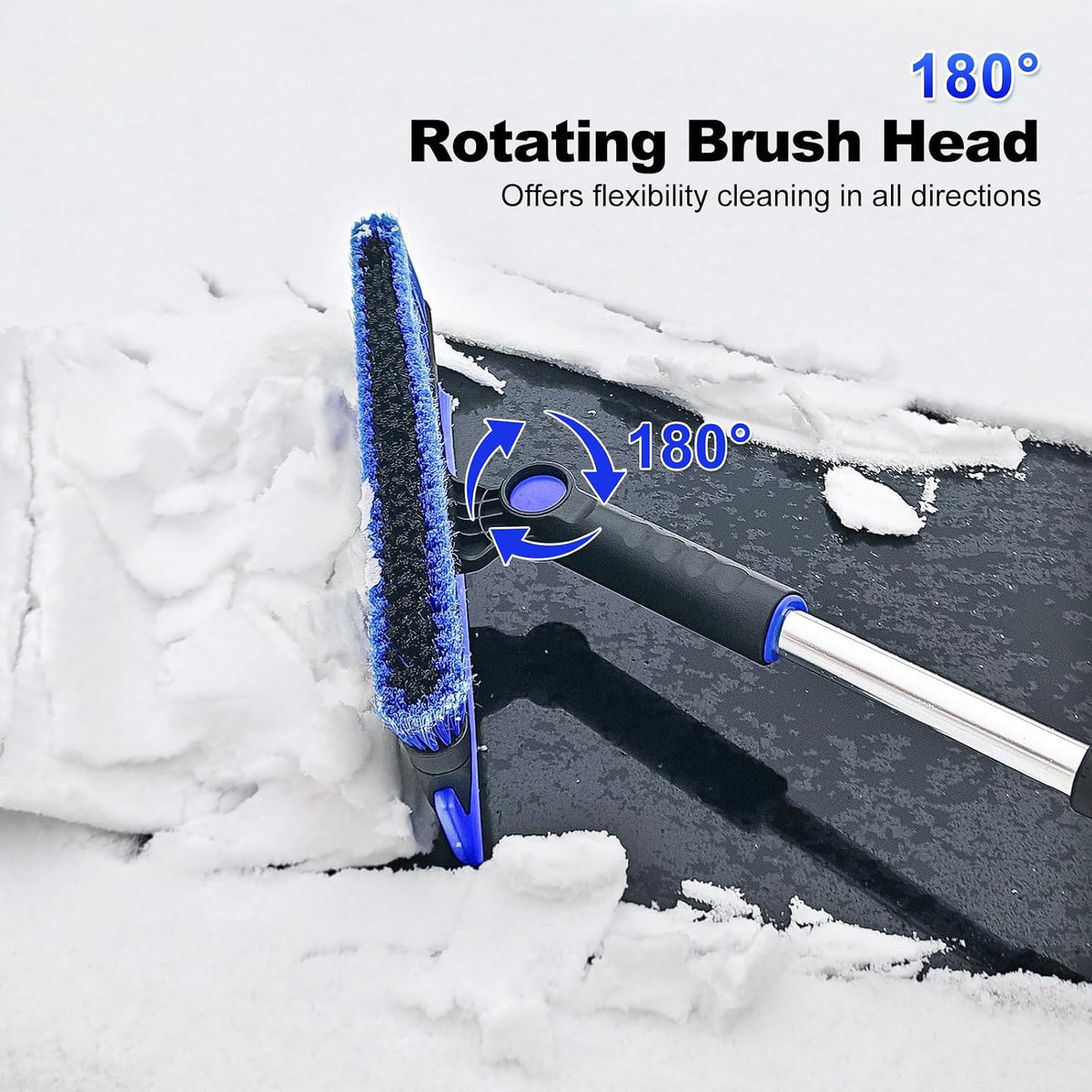 SEAAES 56 Inch Long Snow Brush Scraper and Snow Broom for Truck - Blue