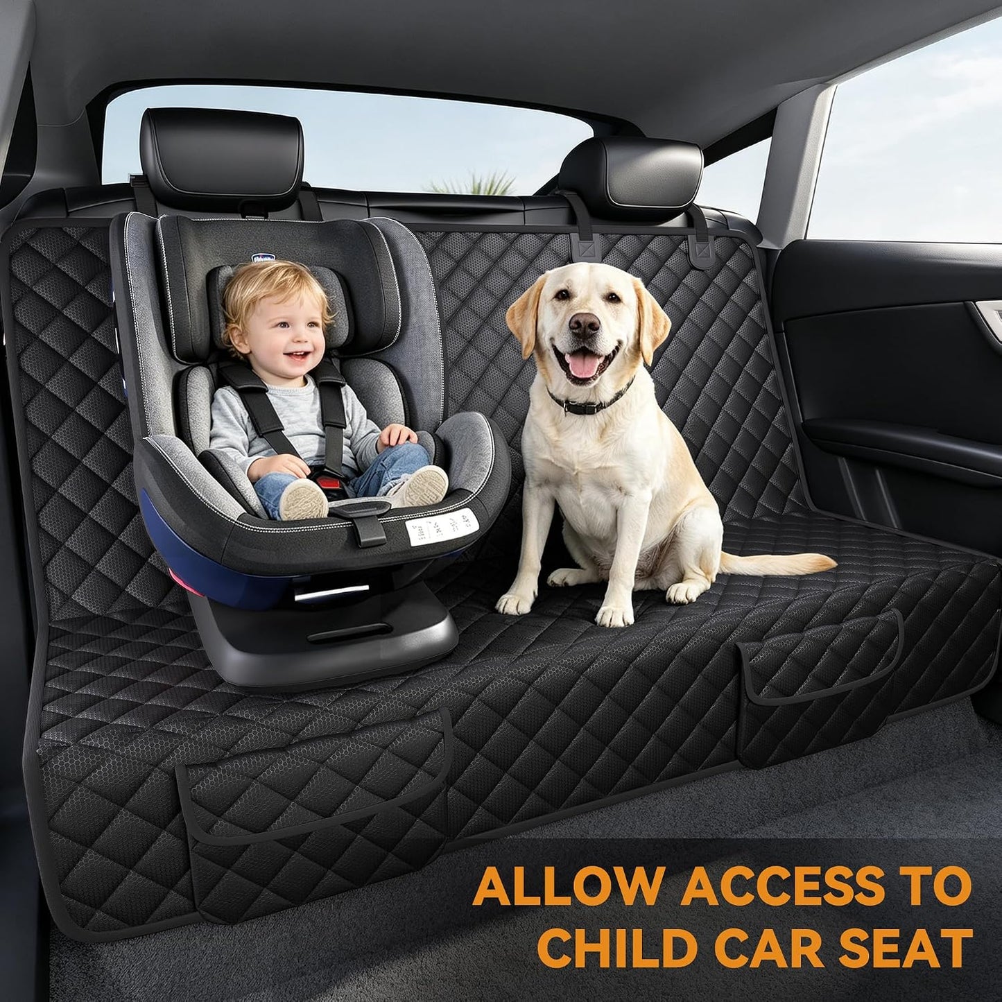 PETICON Back Seat Cover for SUV - Waterproof Non-Slip Dog Seat Cover for Toyota Tacoma/Jeep Grand Cherokee/Ford Explorer/Ranger/Chevrolet Colorado, Durable Scratch-Proof Bench Seat Cover for Dog