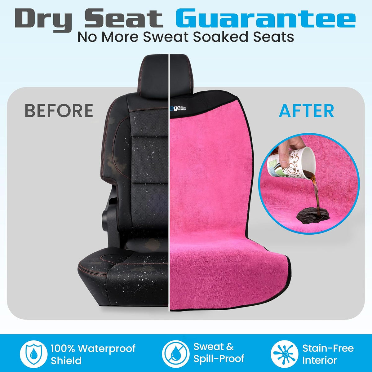 HAPPEGEAR Happeseat Waterproof Car Seat Cover & Protector, Pink