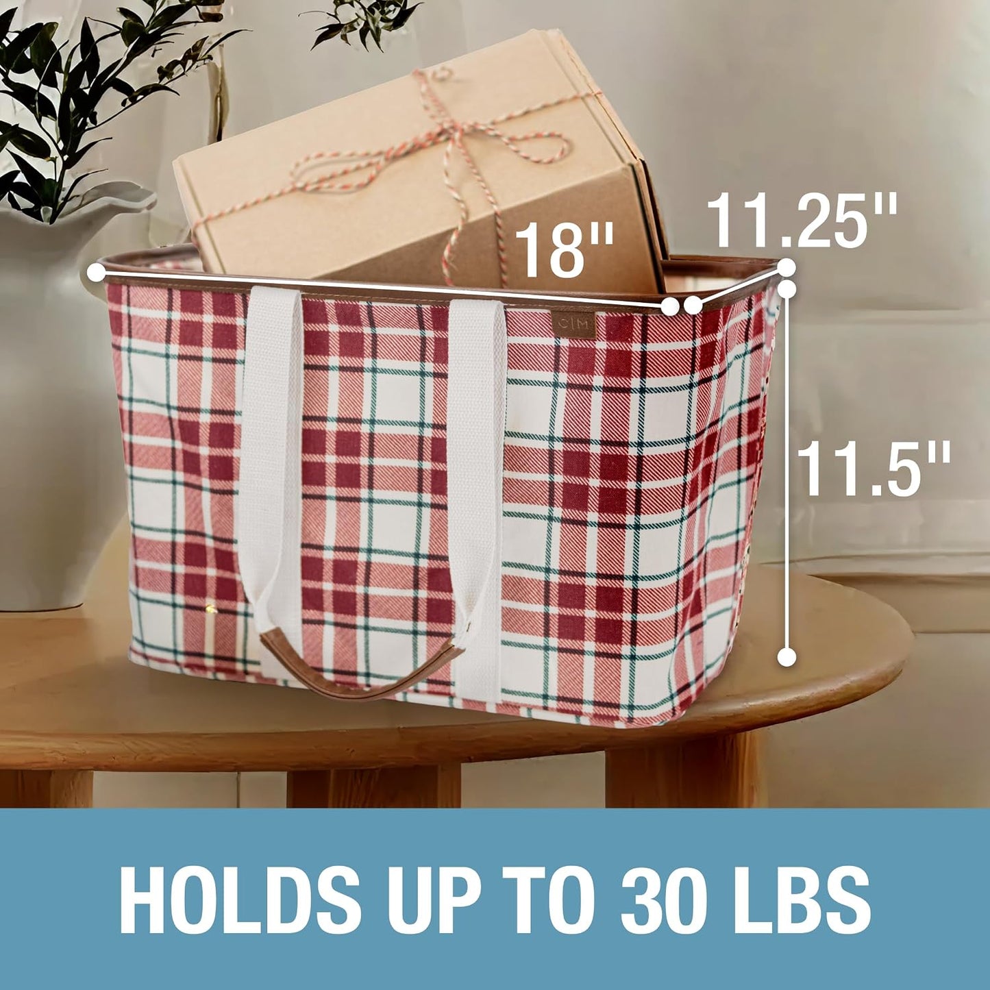 CleverMade Collapsible LUXE Tote, 30L Foldable Grocery Shopping Bag, Reusable
