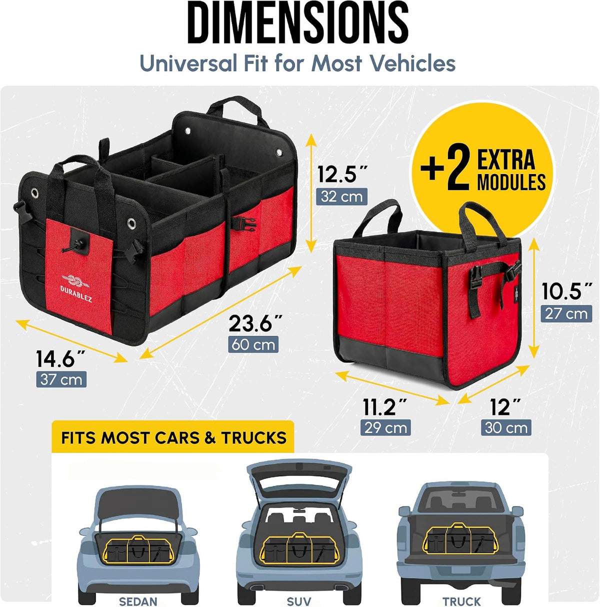 5-Section Trunk Organizer with Cooler, Extra Large, Red