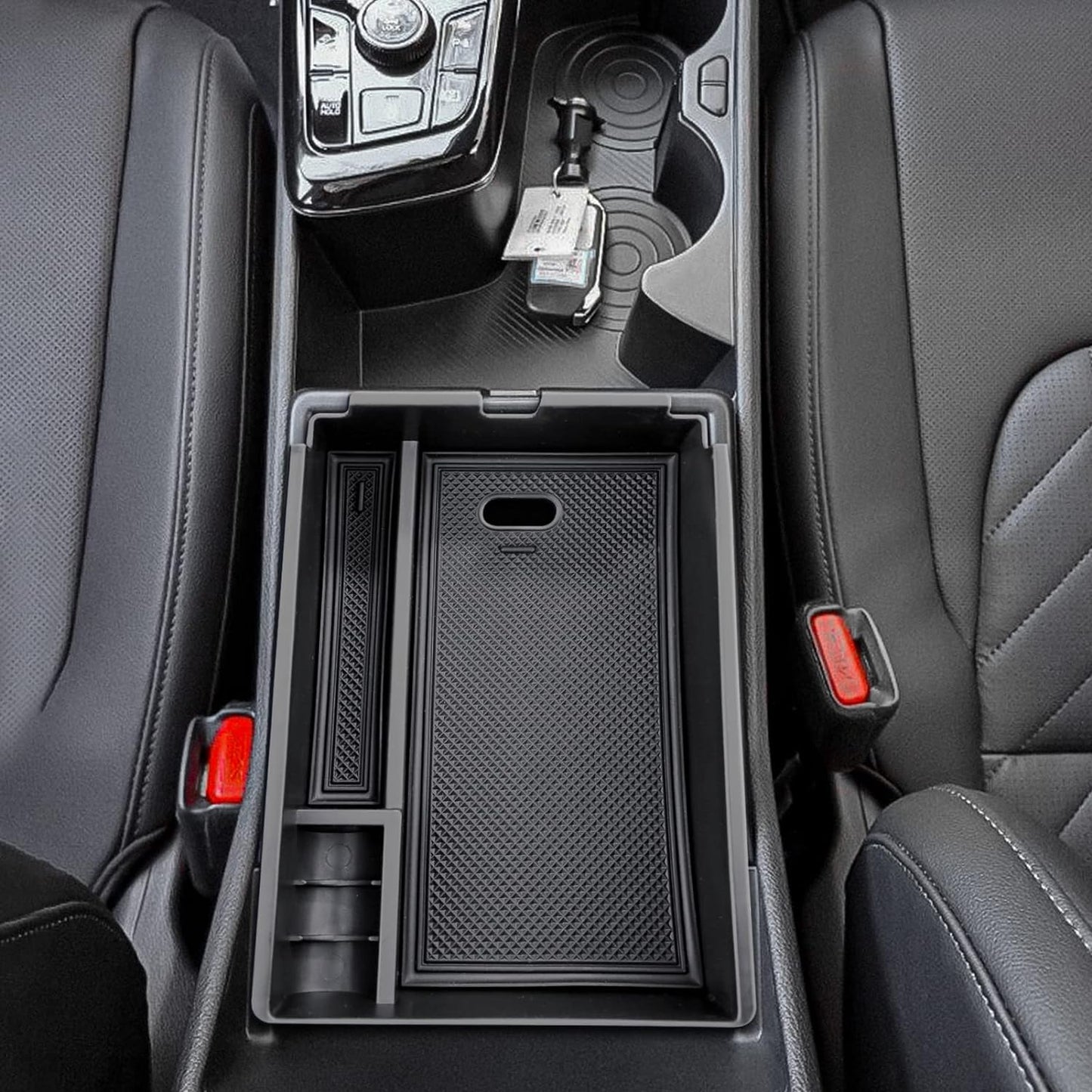 Compatible with Kia Sportage 2026 2025 2024 2023 Accessories NQ5 Car Interior Center Console Organizer Armrest Storage Box Armrest Cover Insert Tray -Black