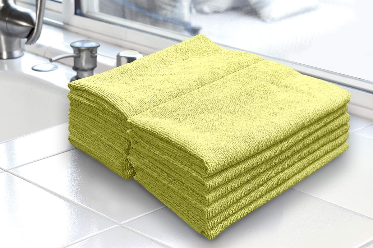 Detailer's Preference Premium Edgeless Microfiber Towels, 350 GSM, Ultra Soft, Lint-Free, Streak-Free, Scratch-Free, Highly Absorbent, for Auto, Home, and Detailing,16x16, 12-Pack, Yellow