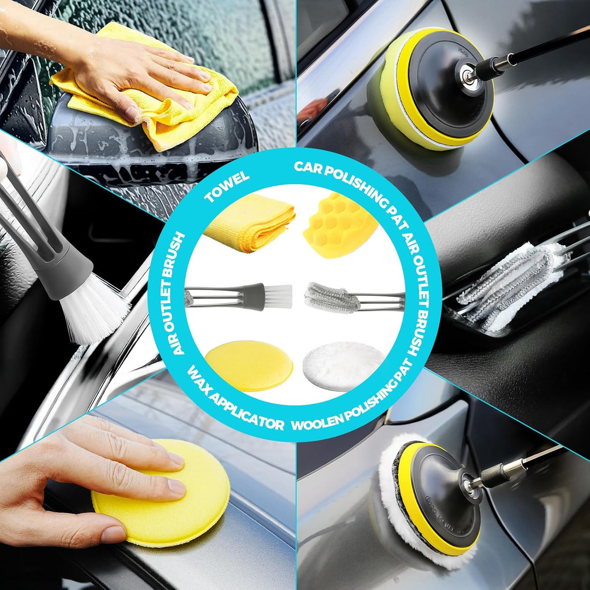 ALFLOD 30Pcs Car Detailing Kit for Interior, Exterior and Wheel Cleaning