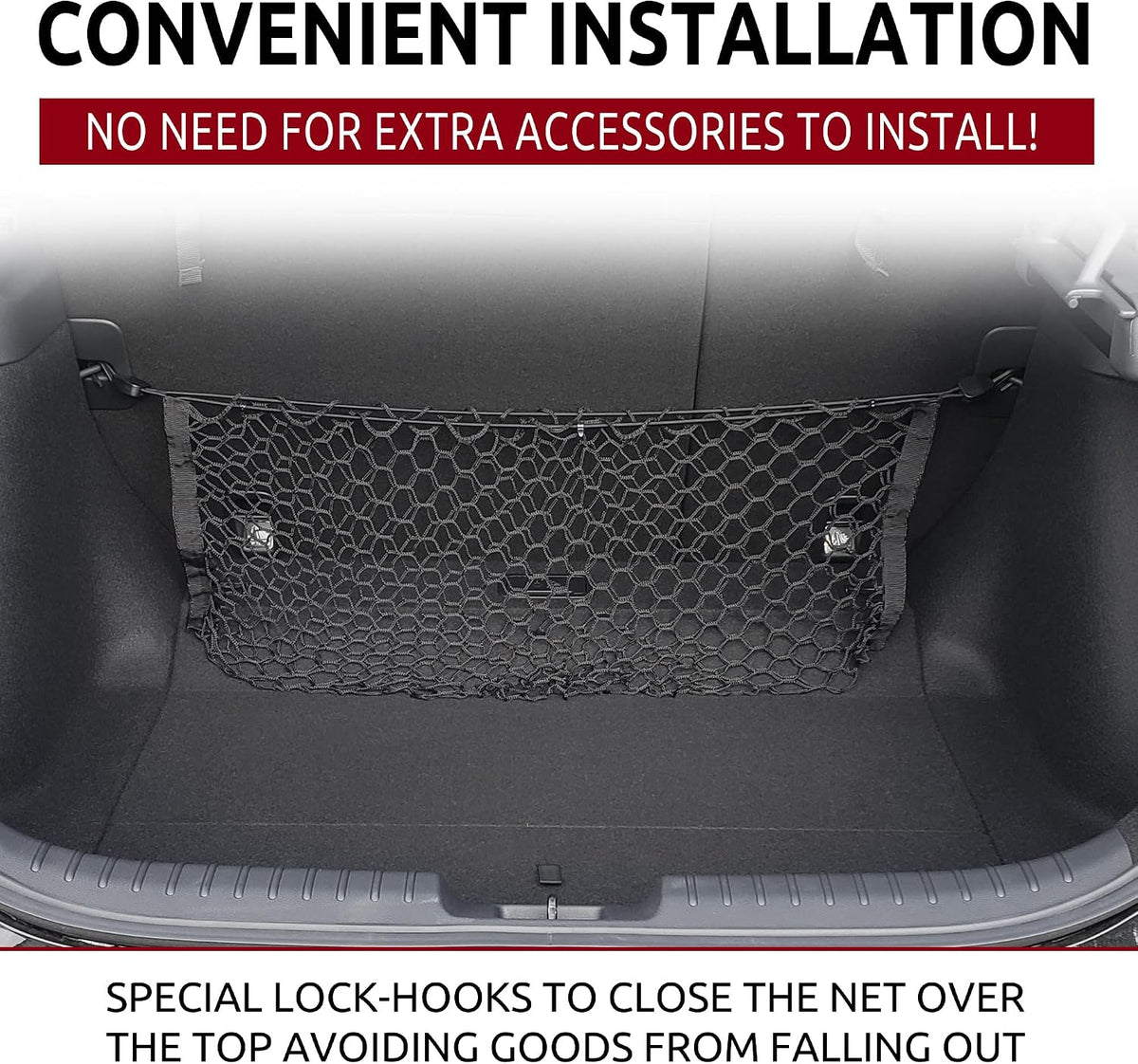 Envelope Style Trunk Mesh Cargo Net Compatible with Honda Civic Hatchback 5 Door 2017-2021 - Car Accessories - Premium Trunk Organizers and Storage - Cargo Net for SUV - Vehicle Carrier Organizer