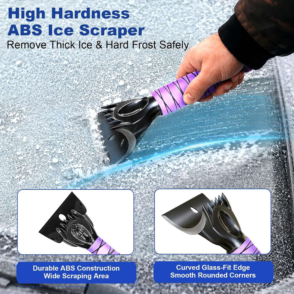 44 Inch Snow Brush with Ice Scraper for Car Windshield, Light Purple