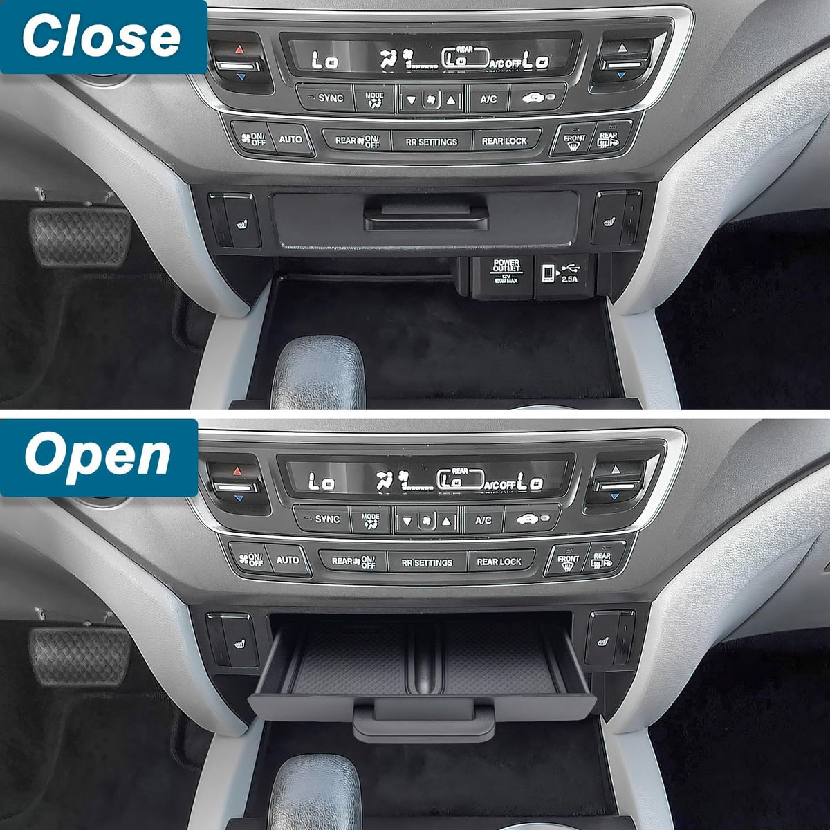 PIMCAR Removable Tray for 2016-2022 Honda Pilot/2017-2026 Honda Ridgeline/2019-2025 Honda Passport Center Console Organizer Storage Box Interior Accessories (Only Fit Models with Cubby)