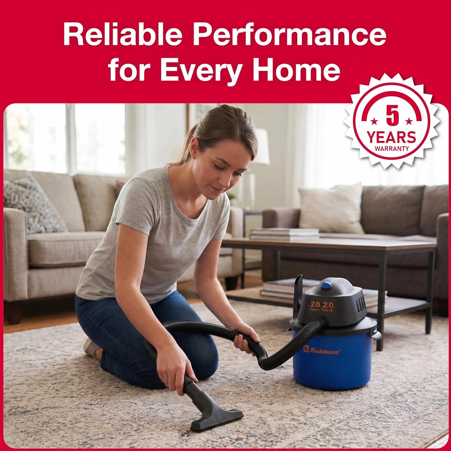 Koblenz WD-2L Wet Dry Vacuum Cleaner, Home Car Garage Workshop, 2.0 PHP