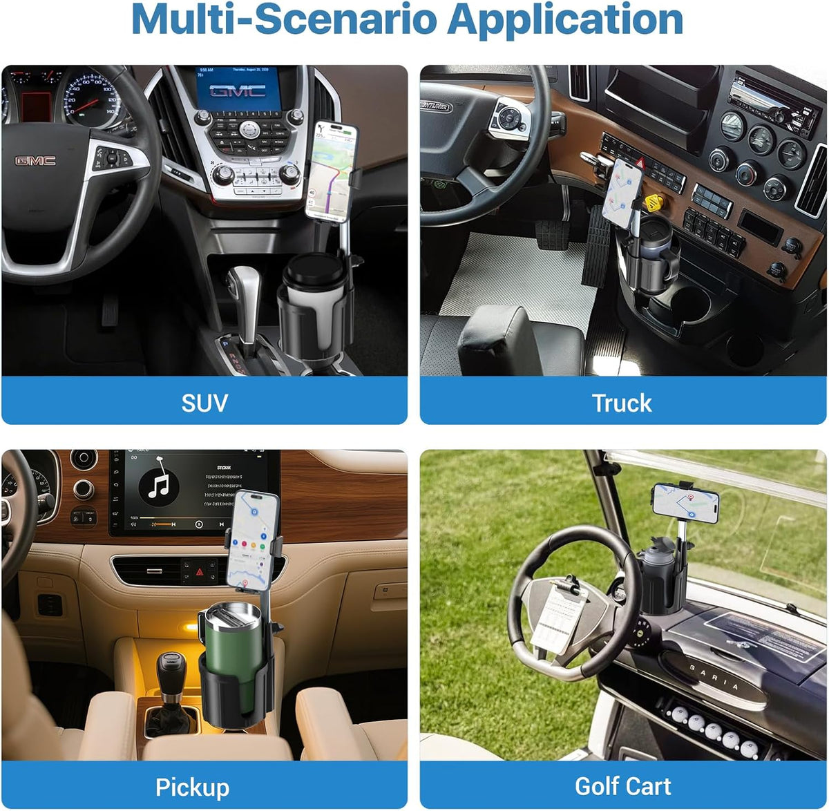2-in-1 Cup Holder Phone Mount for Car - Upgraded Anti Shake