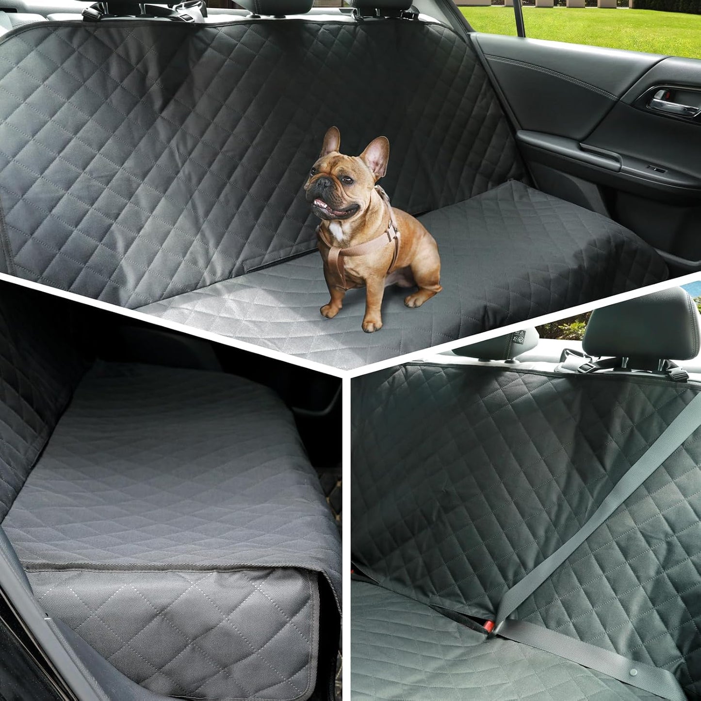 Meolsaek Dog Car Seat Cover for Back Seat, Scratch Proof Nonslip Pet Car Seat Cover, 4 Layers Waterproof Heavy Duty Back Seat Pet Cover for Dogs with Storage Bag (Black)