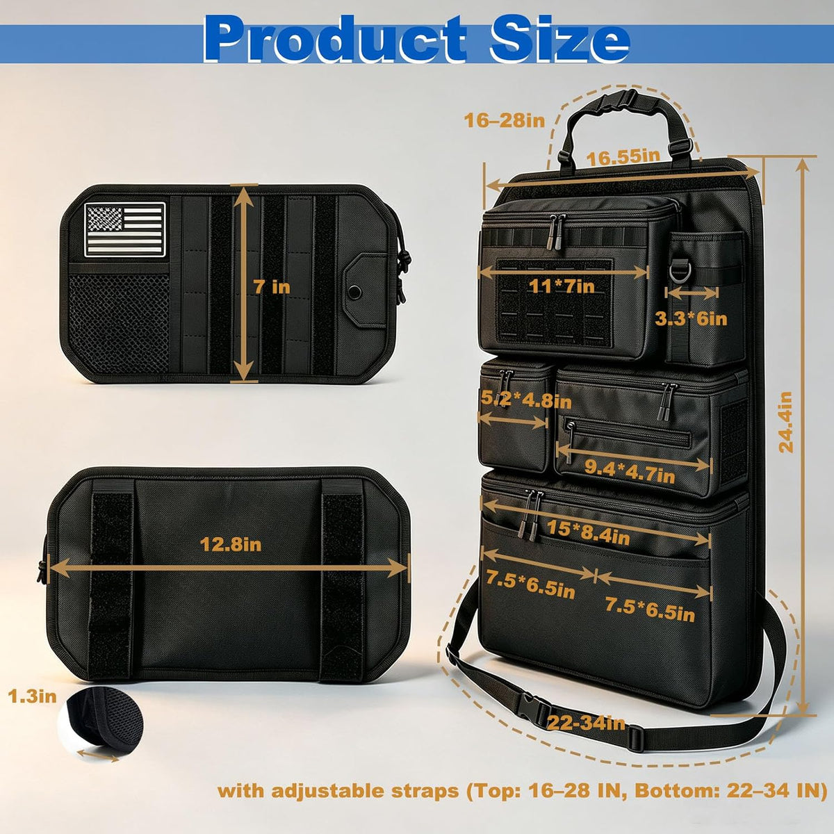 2-in-1 Car Organizer Kit – Seat Back + Visor MOLLE Pouches