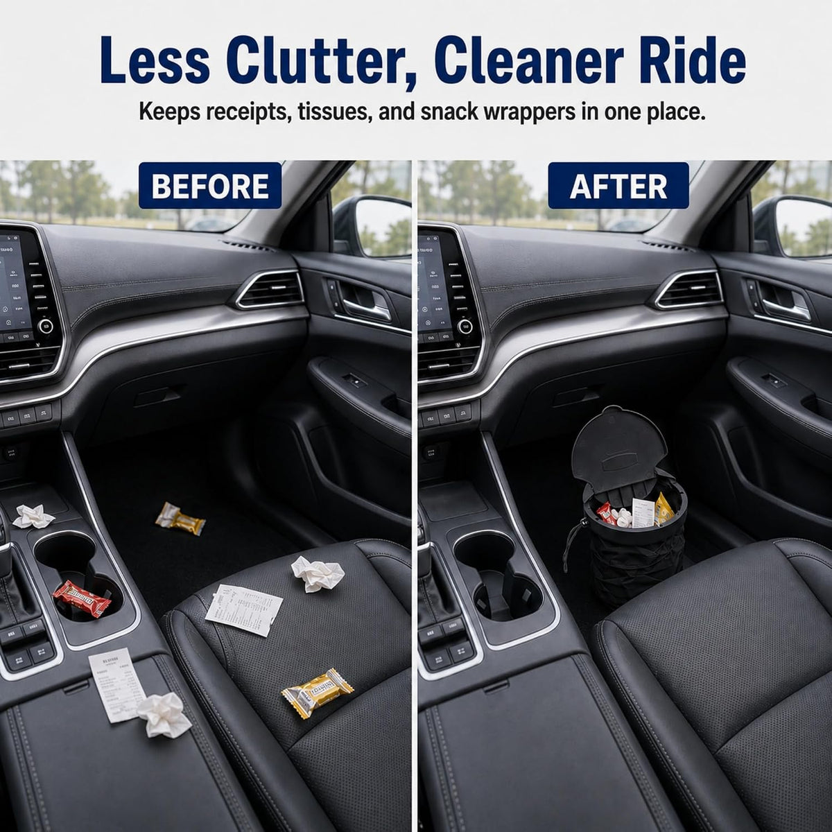 Car Trash Can with Lid, Collapsible Garbage Bin for Car SUV Truck
