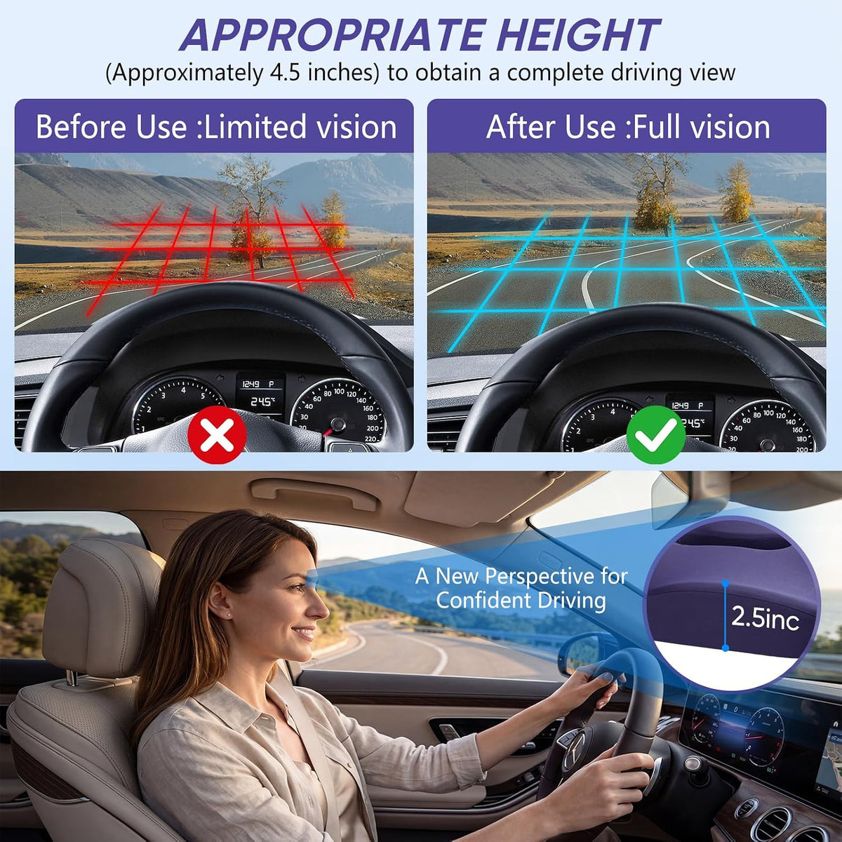 Seat Cushion for Car, Comfortable Driving Support Pad
