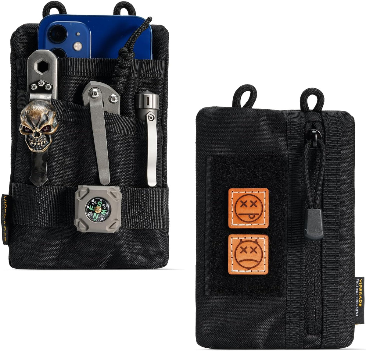 VIPERADE VE1-P Pocket Organizer, EDC Pocket Organizer Men, EDC Organizer Pouch Tool Pouch with 5 Tool Storage EDC Pouch for Flashlight, Pocket Knife, Tactical Pen, EDC Gear (Blue)