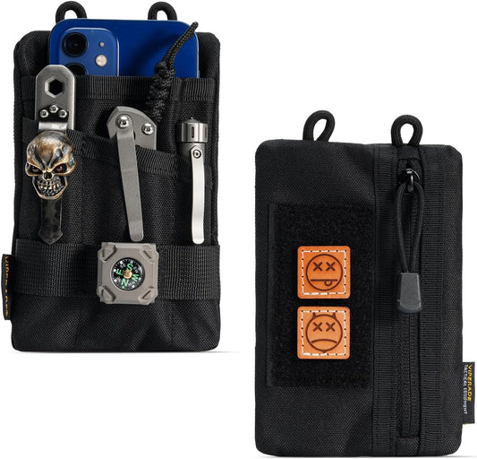 VIPERADE VE1-P Pocket Organizer, EDC Pocket Organizer Men, EDC Organizer Pouch Tool Pouch with 5 Tool Storage EDC Pouch for Flashlight, Pocket Knife, Tactical Pen, EDC Gear (Black)