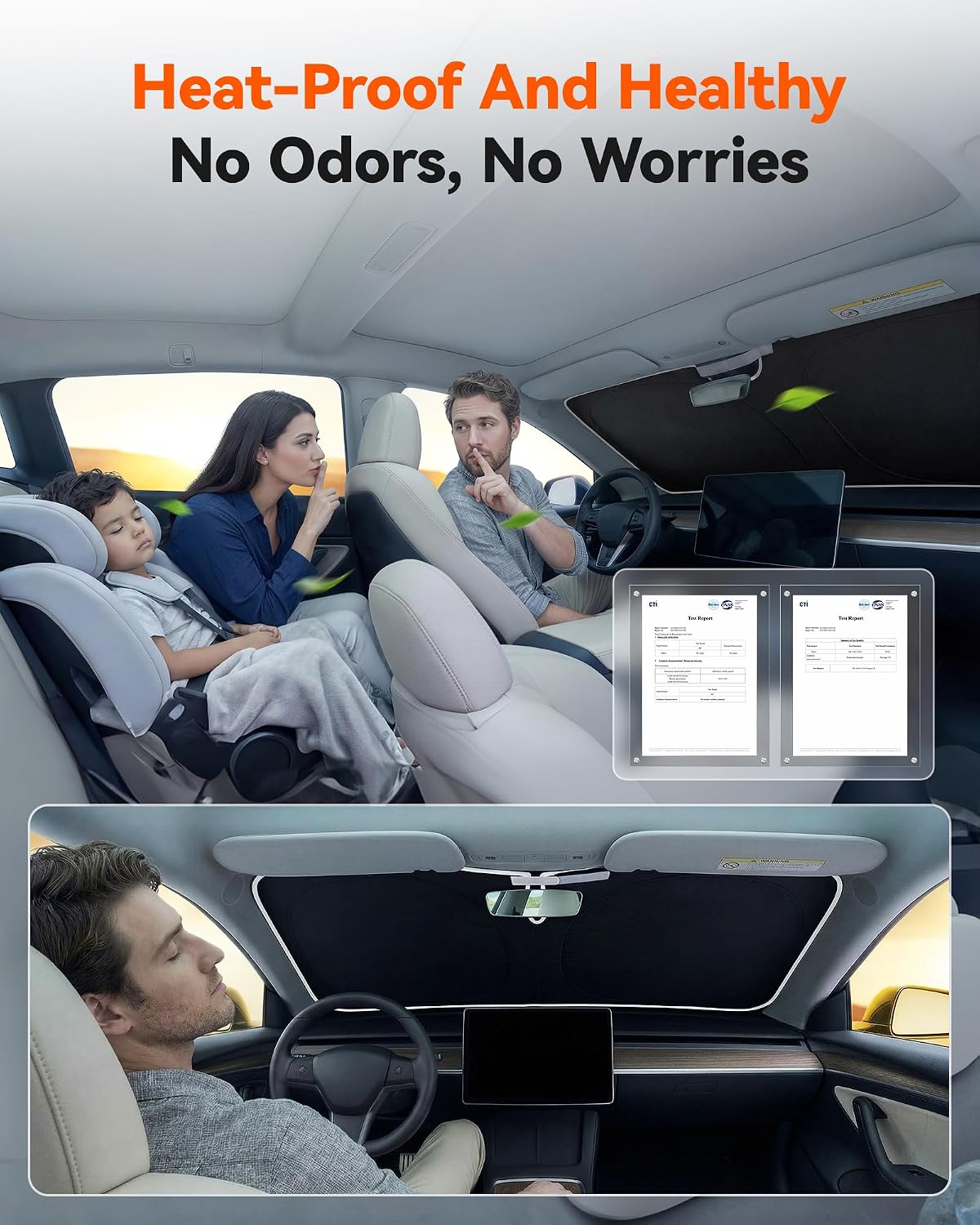 WOLFBOX Thickened Windshield Shade Tesla Model Y Model 3 56'L*37''W