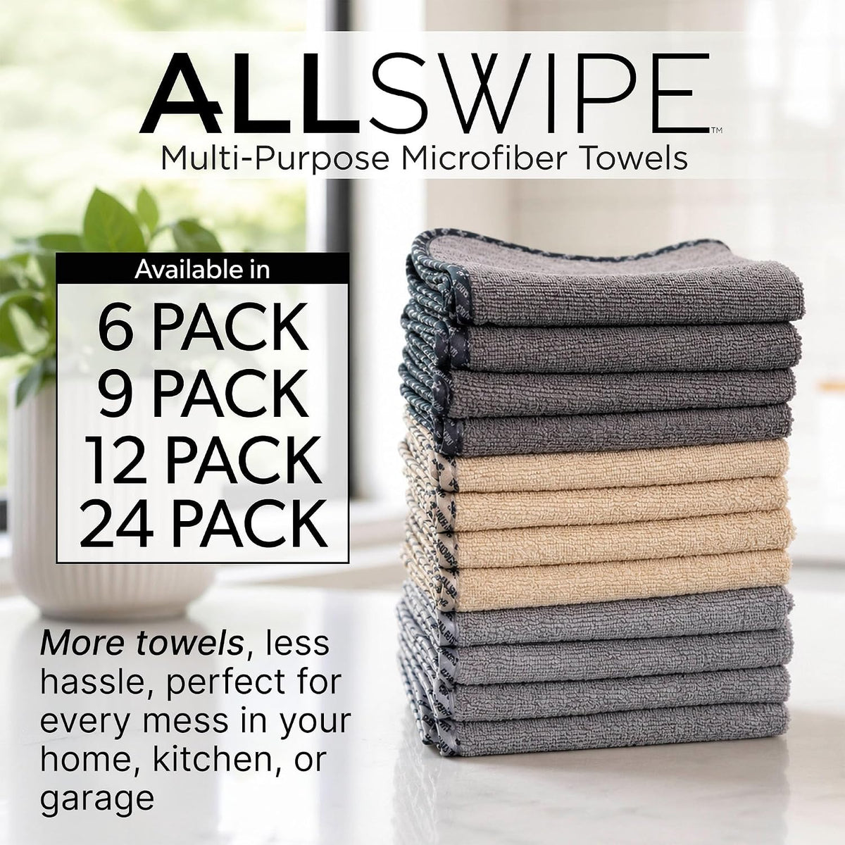 Chemical Guys, AllSwipe Multi-Purpose Microfiber Towels, 14 x 12, 12 Pack