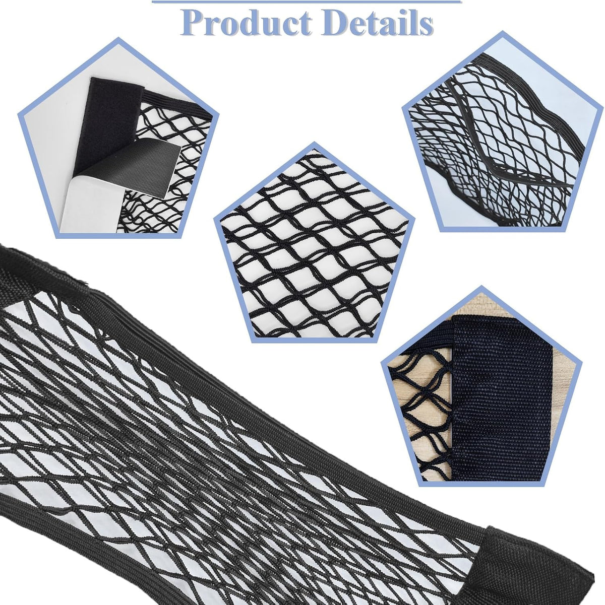 4 PCS RV Cargo Storage Mesh Net, Universal Car Storage Net Pockets, Elastic Stretchable Netting Pocket for SUV, Truck,RV, Camper (4)