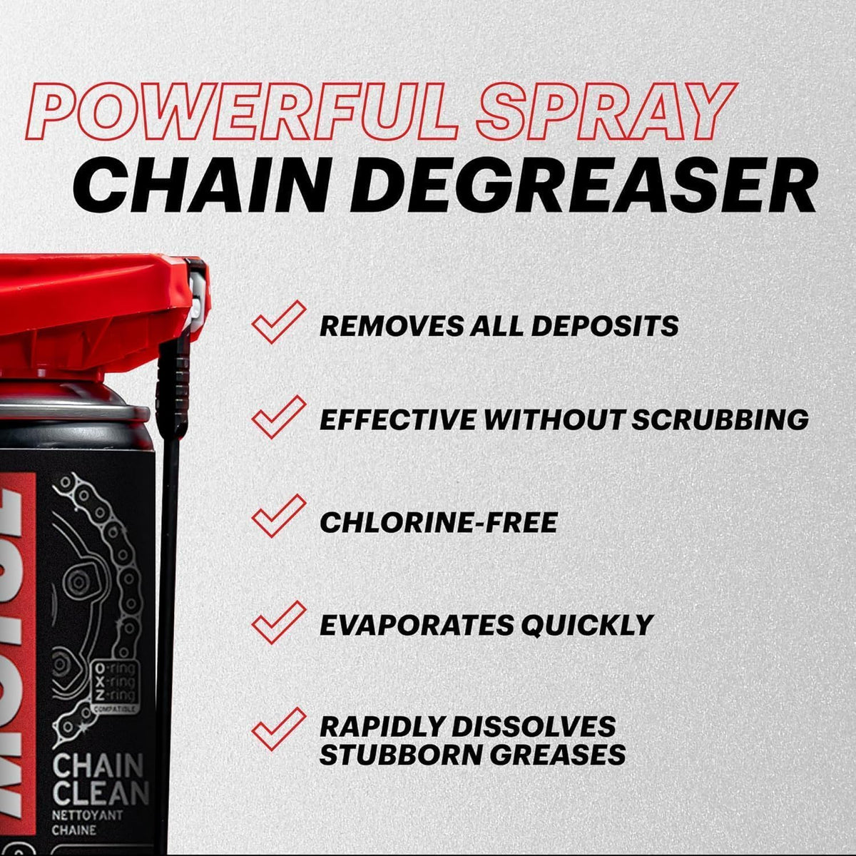 Motul C1 Chain Clean – Motorcycle Chain Cleaner for Dirt Bike, Street Bike, ATV, UTV &amp; O-Ring/X-Ring Chains, Heavy Duty Degreaser Spray, Removes Grease &amp; Grime Fast, 9.8 oz