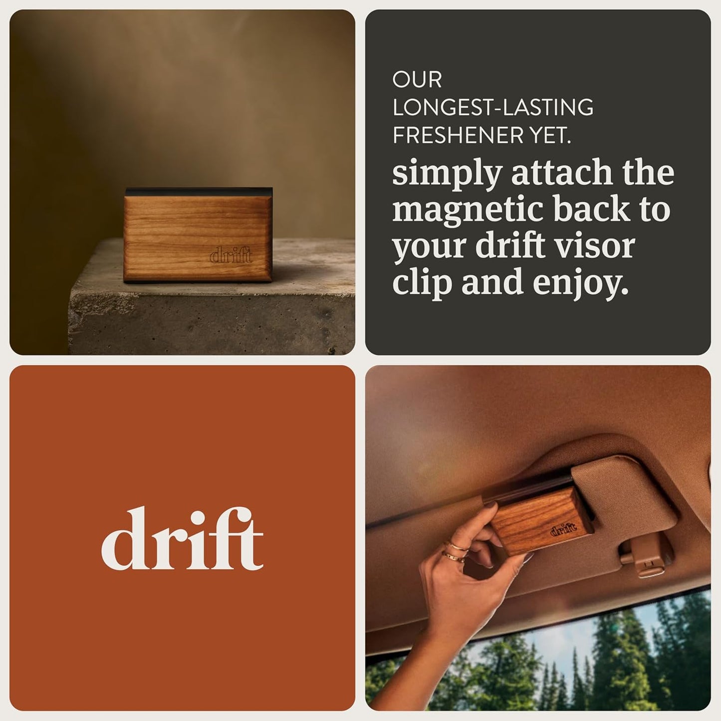 Drift Car Air Freshener - The Original Wood Air Freshener - Car Odor Eliminator - Long Lasting Scent - Metal Clip - Essential Oils - Clean Ingredients - Open Air Scent 3 Pack Refill - NO CLIP INCLUDED