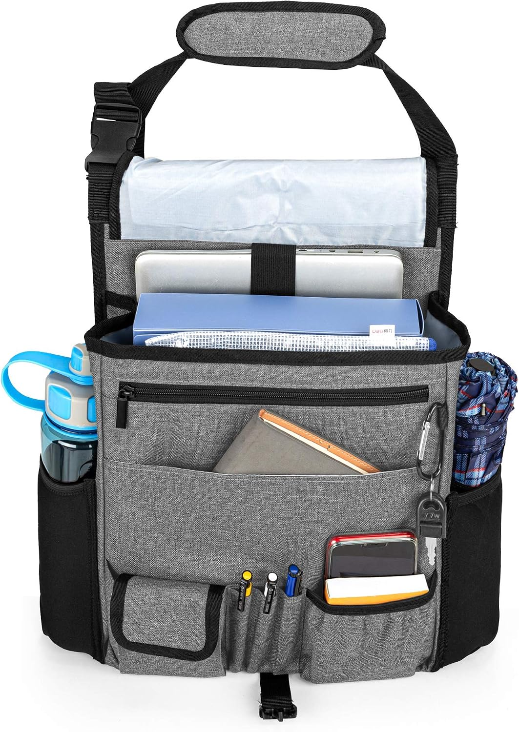 LUXJA Car Front Seat Organizer with Cover & Laptop Sleeve, Gray