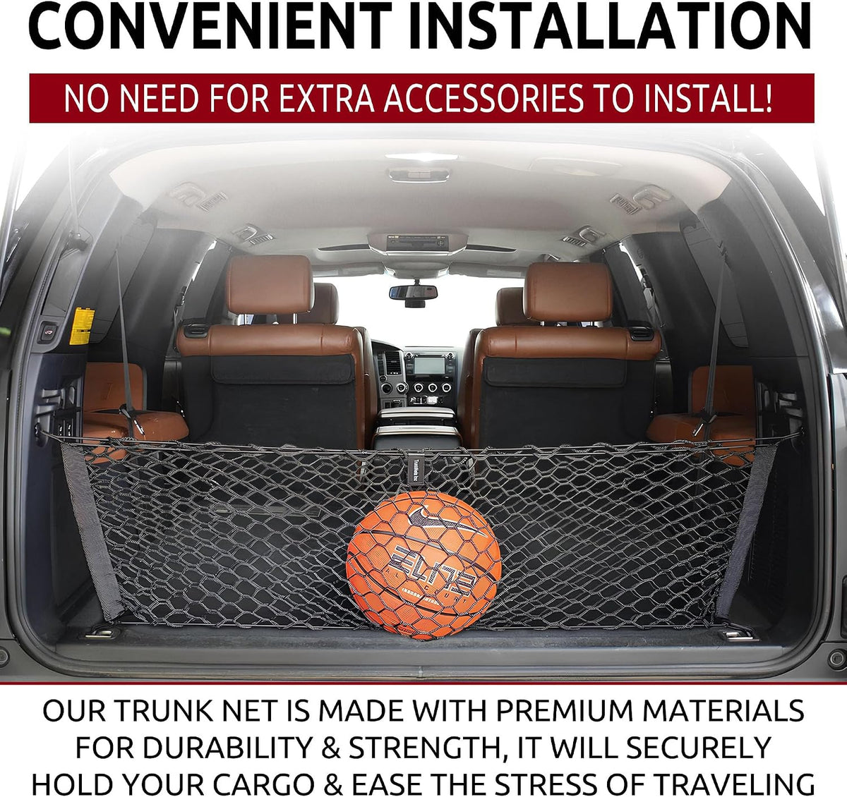 Envelope Style Automotive Elastic Trunk Mesh Cargo Net for Toyota Sequoia 2008-2026 - Premium Trunk Organizer and Storage - Luggage Net for SUV - Best Car Organizer for Toyota Sequoia