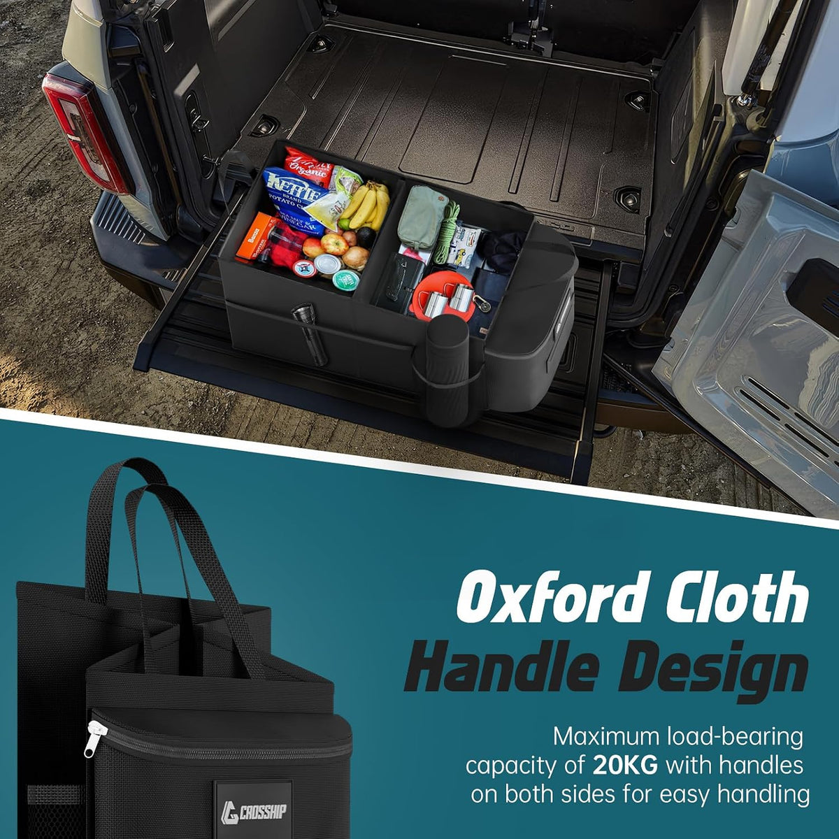 Car Seat Organizer - Kids Car Organizer Between Seats, Front with Tissue Box & Cup Holder, 1680D Oxford for High Strength Road Trip, Cross-country Driving No Damaged