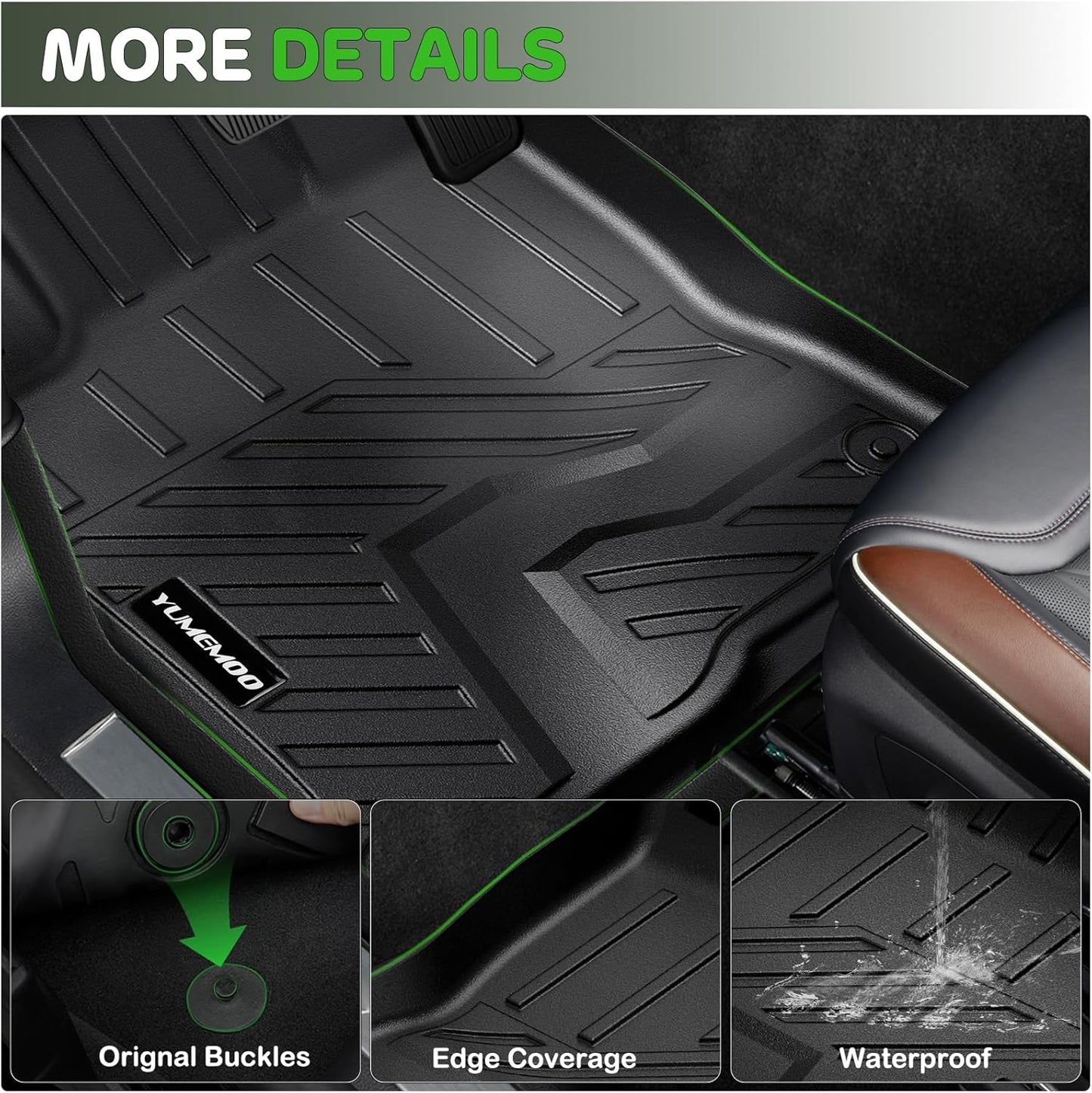 Floor Mats for 2016-2021 Honda Civic Sedan/Coupe/Type R/Insight,2017-2021 Hatchback All Weather TPE Floor Liners Custom Fit for Civic 2021 1st & 2nd Row & Door Sill Guards Anti-Slip Full Set Car Mats