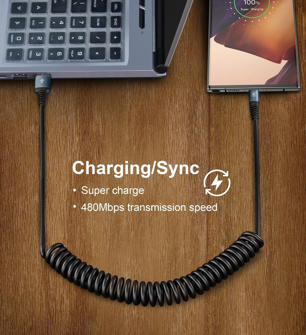 USB C Cable 6ft, 2Pack USB A to USB C 3A Fast Charging, Coiled Type C