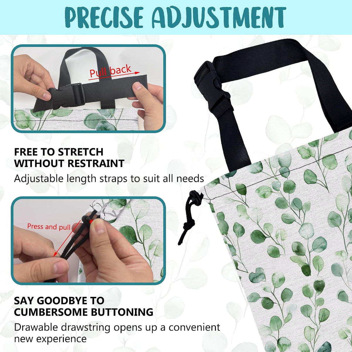 Car Garbage Bag Watercolor Green Leaves Hanging Canvas Car Trash Bag Drawstring Car Back Seat Organizer for Car Back Front Seat Console with Adjustable Buckle