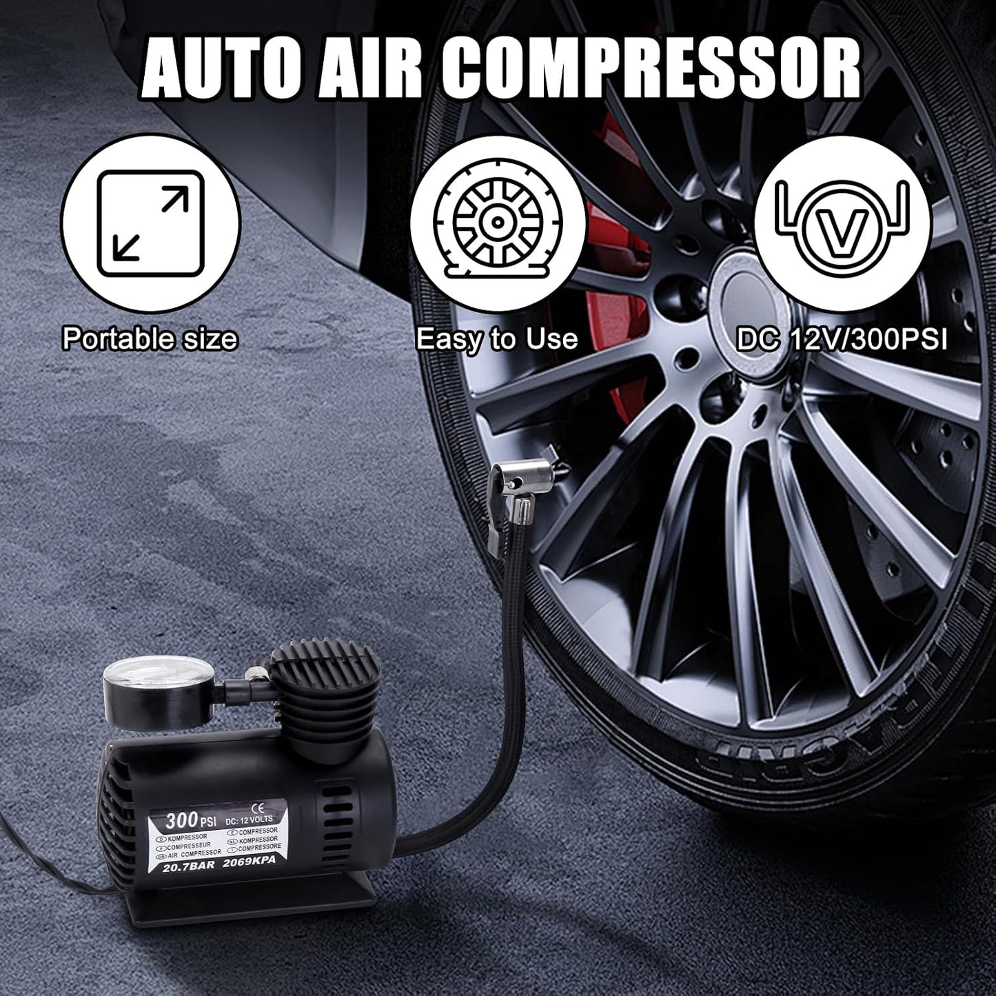 Car Safety Kit,14-Piece Roadside Emergency Car Kit,Vehicle Emergency Kit with Jumper Cables,Car Emergency Kit with Portable Air Compressor Tow Trap for Travel Camping,Car Kit Essentials