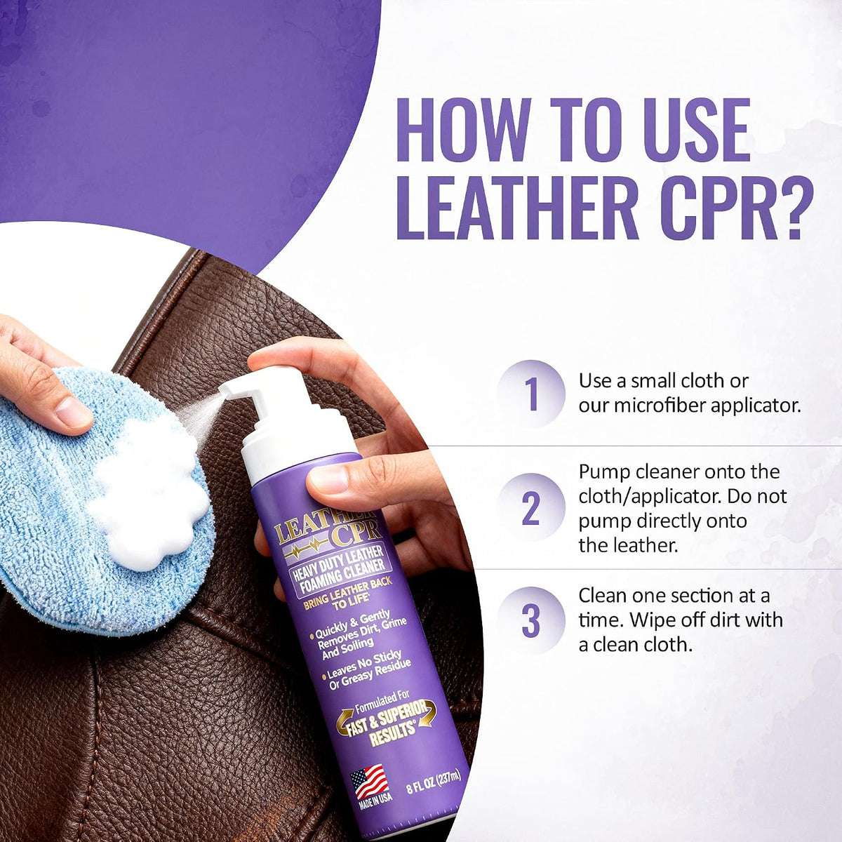 Leather CPR Heavy Duty Leather Foaming Cleaner, 8 oz