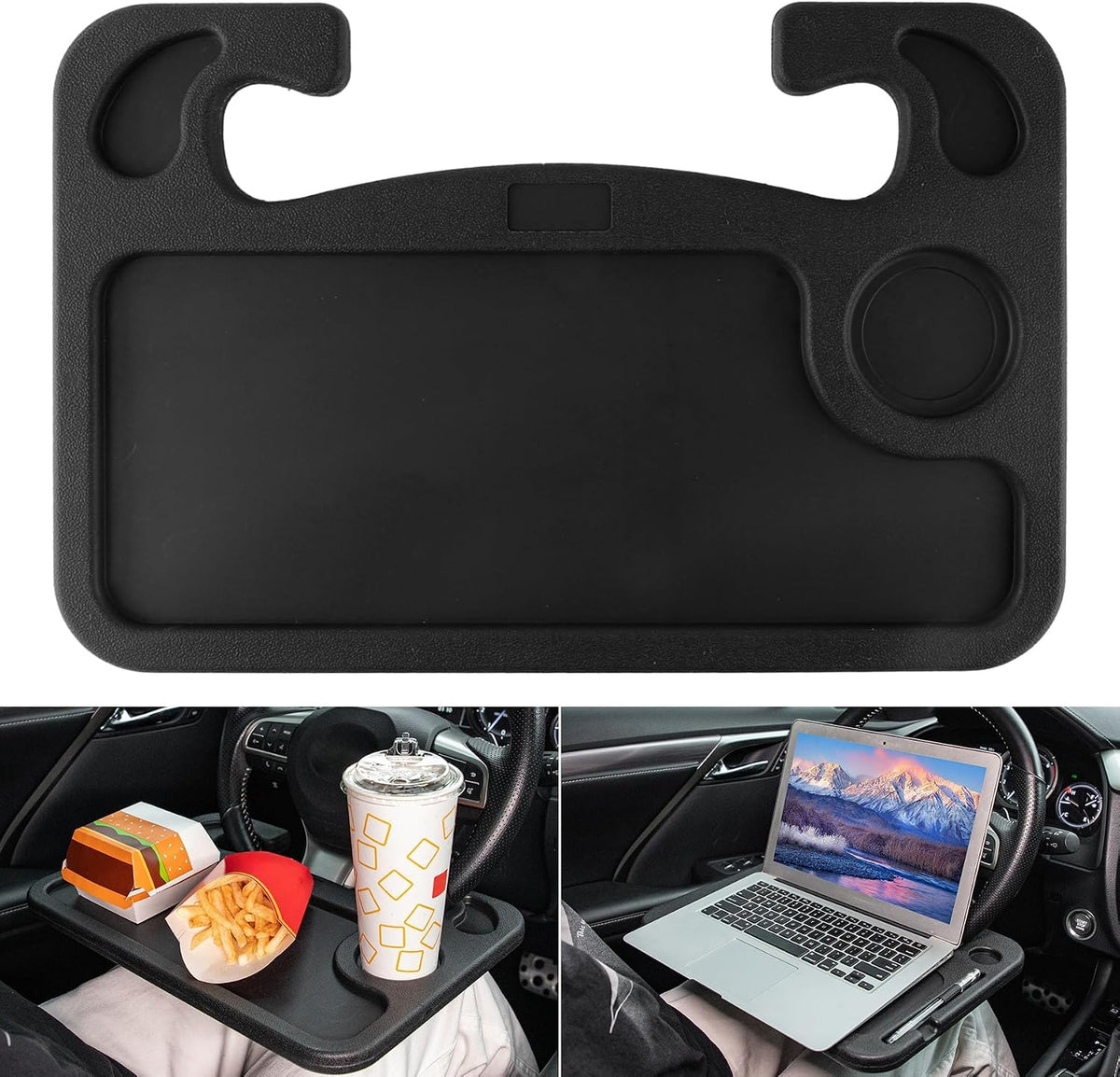 Automobile Steering Wheel Desk for Ram 2500/3500 Crew Cab 2019-2024, Car Tray Portable Vehicle Laptop Holder Table Auto Mount Interior Accessories,Black