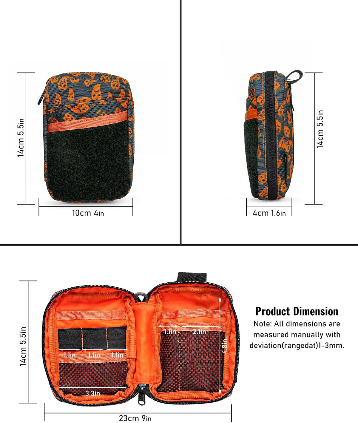 VIPERADE VE26 EDC Pouch Organizer with 11 Compartments, Small Tool Pouch with DIY Patches Area, EDC Pocket Organizer for Mutitools
