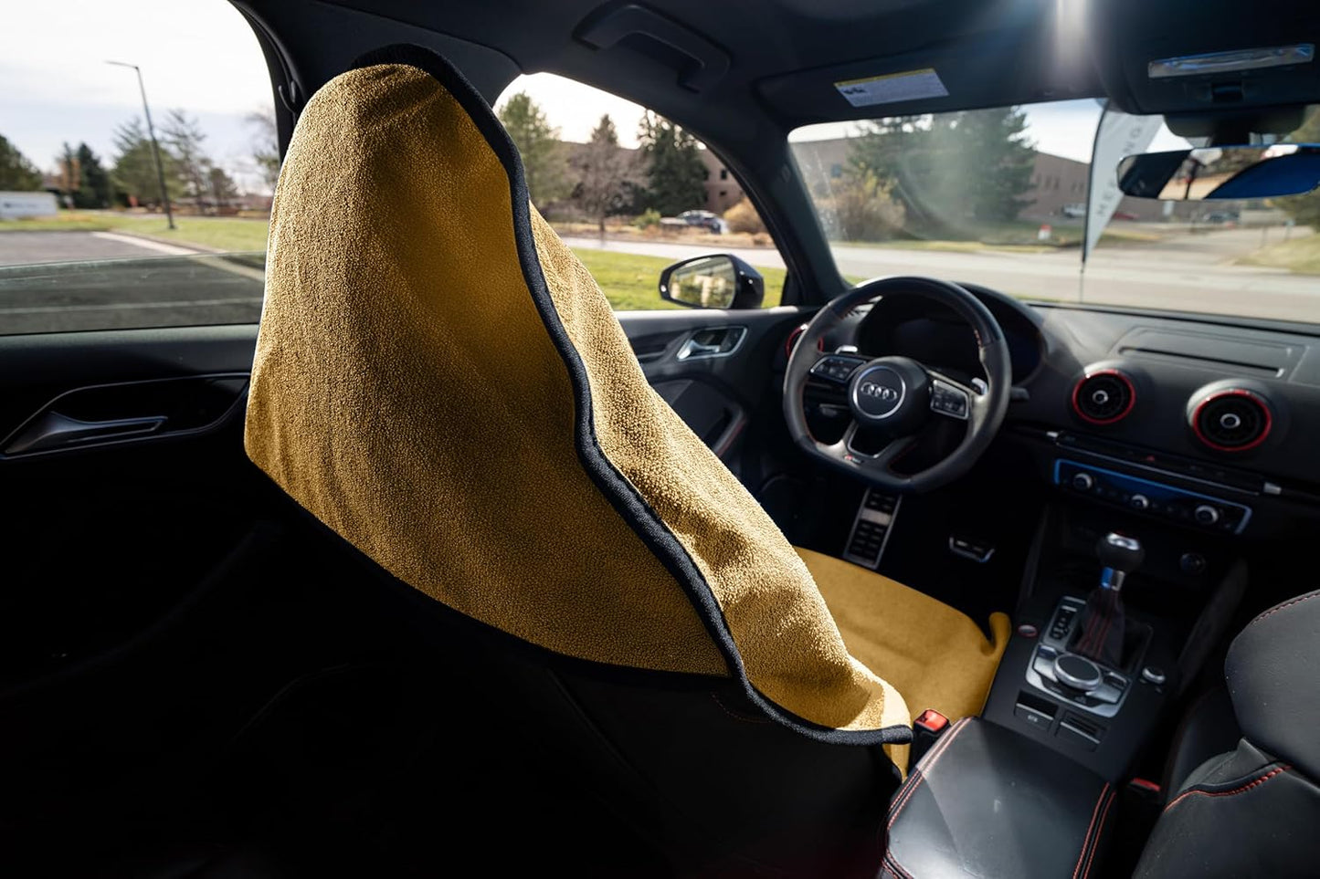 Waterproof Car Seat Towel Cover, Towel that Goes Over Car Seat for Sweat Protection, Quick-Dry Microfiber, Non-Slip Backing, Machine Washable, Fits Cars SUVs Trucks