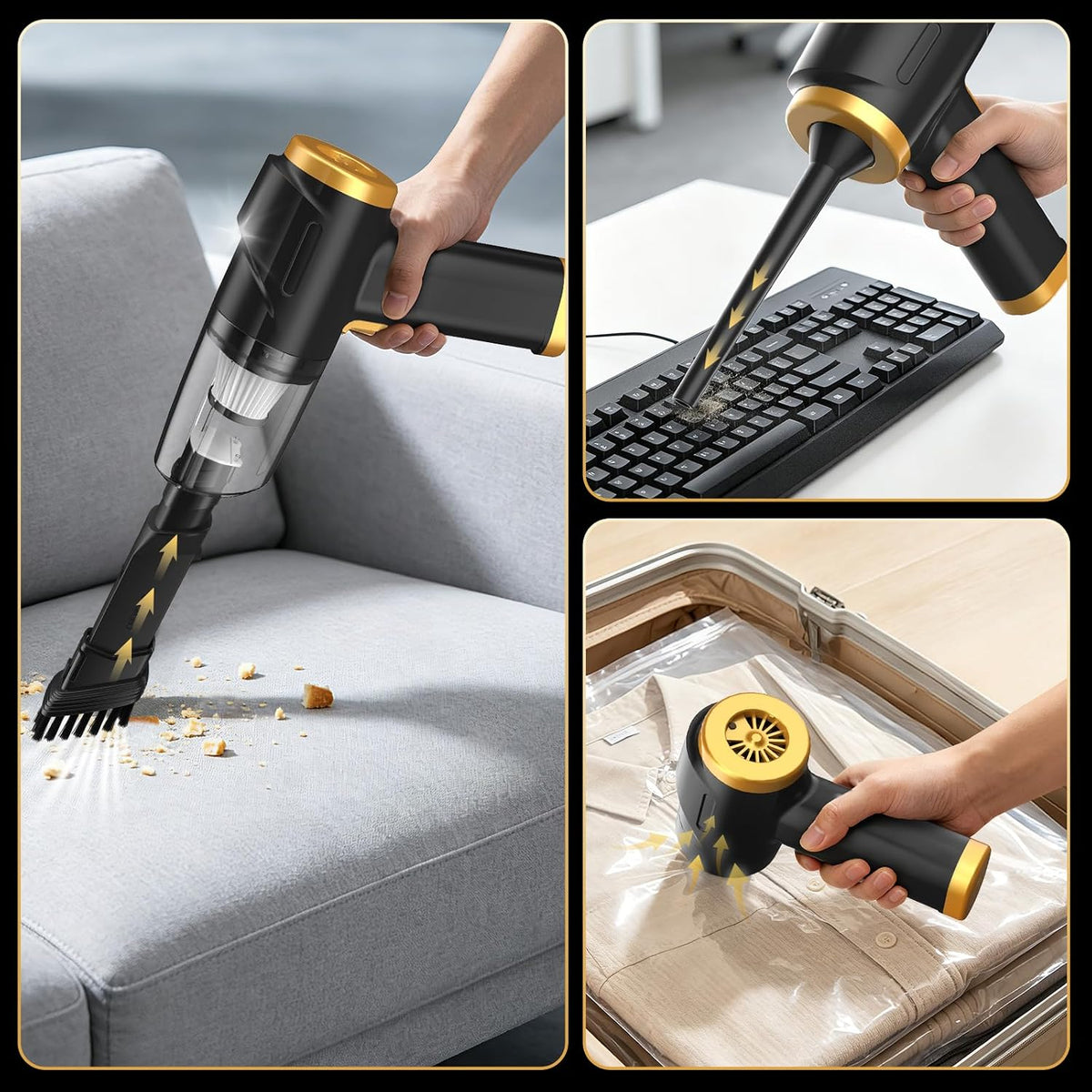 ONYXROSE Car Handheld Mini Vacuum Cleaner, Cordless Portable with 90W Motor, HEPA Filter, USB-C Charging, Blow Function & Multi-Attachments, 1.1Lbs Lightweight for Car Interior Cleaning