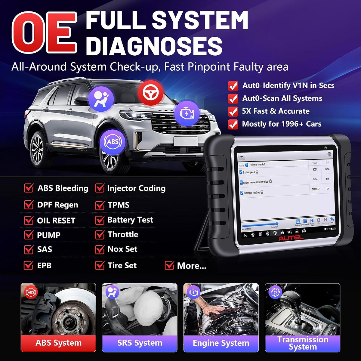Autel Obd2 Scanner Diagnostic Tool MaxiCOM MK808Z: 2026 Bidirectional Scan Tool, 28+ Service, Active Tests Scanner for Car, All System OBD2 Diagnostics Car Scanner for DIY, Mechanic and Small Shops